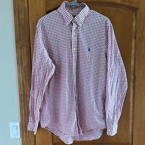 Ralph Lauren Men’s Red and White Gingham Casual Shirt XL
